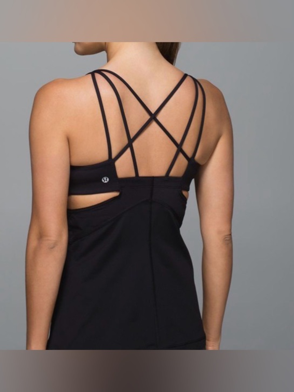 Lululemon Exquisite Tank II Black Strappy Cutout Bra Top Size 4